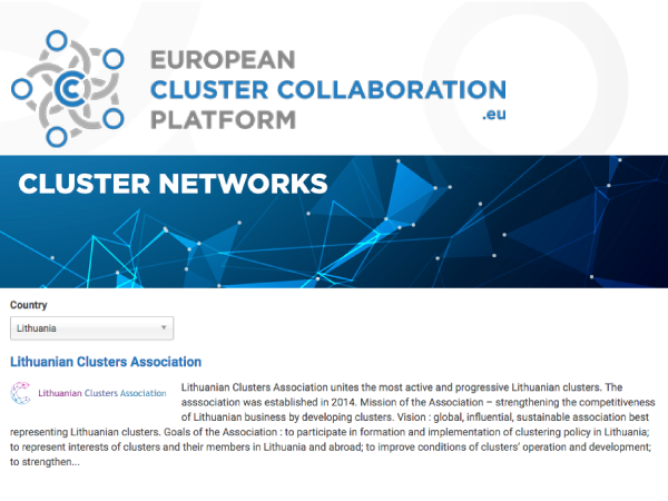 Lithuanian Clusters Association is recognized by ECCP